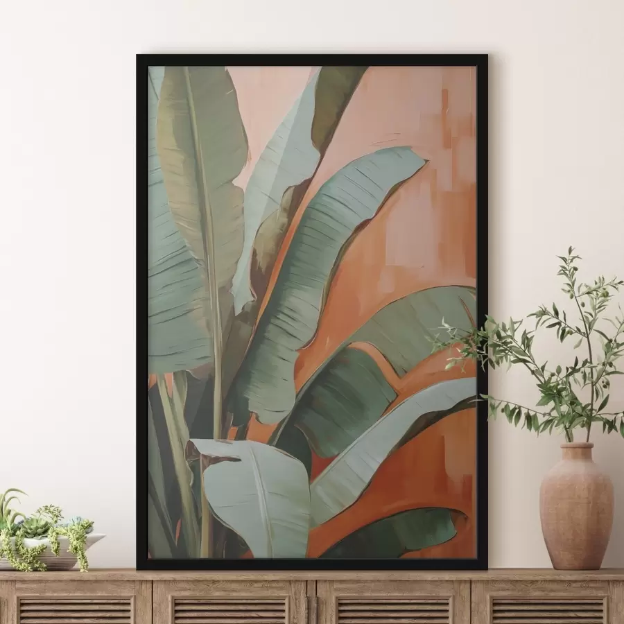 carta da parati Quadro con motivo di grandi foglie tropicali nr. f49599