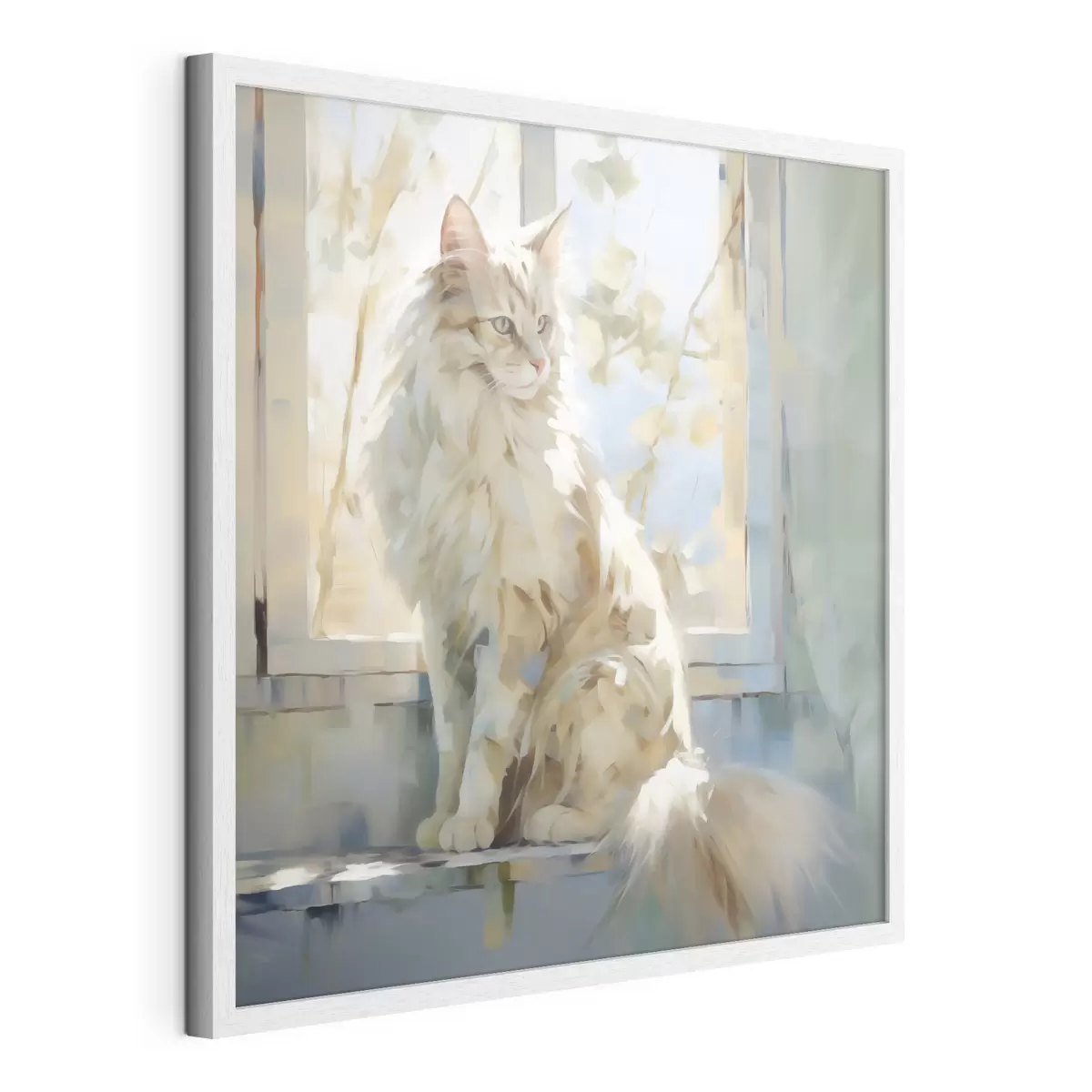 Poster Un gatto sul davanzale di una finestra è un'imitazione di un dipinto f49602