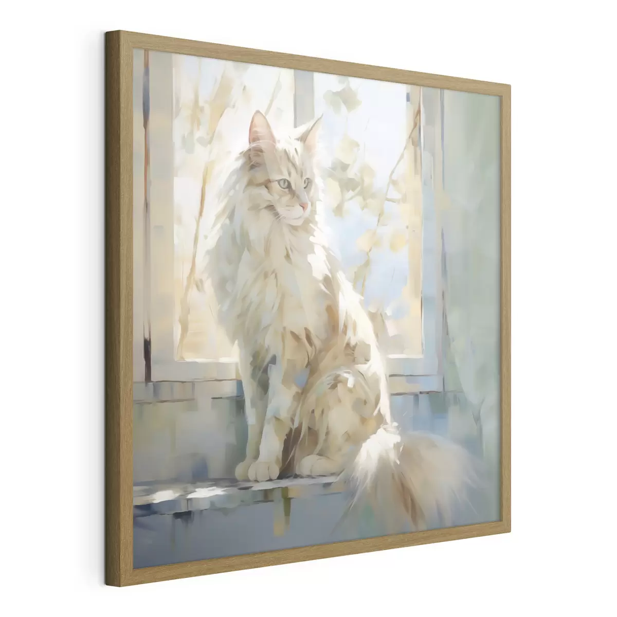 Poster Un gatto sul davanzale di una finestra è un'imitazione di un dipinto f49602