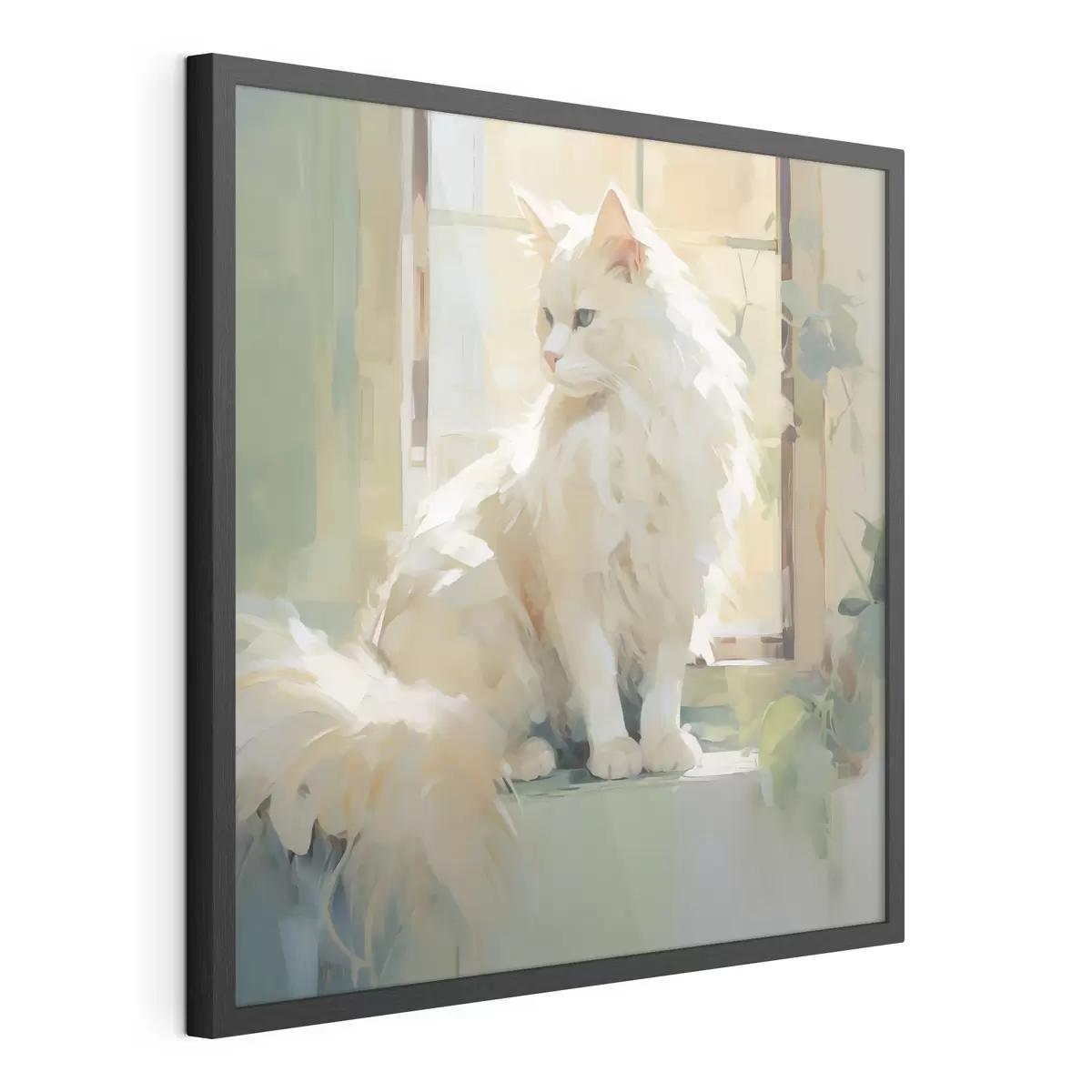 Poster Un gatto seduto vicino a una finestra, imitazione di un dipinto f49603