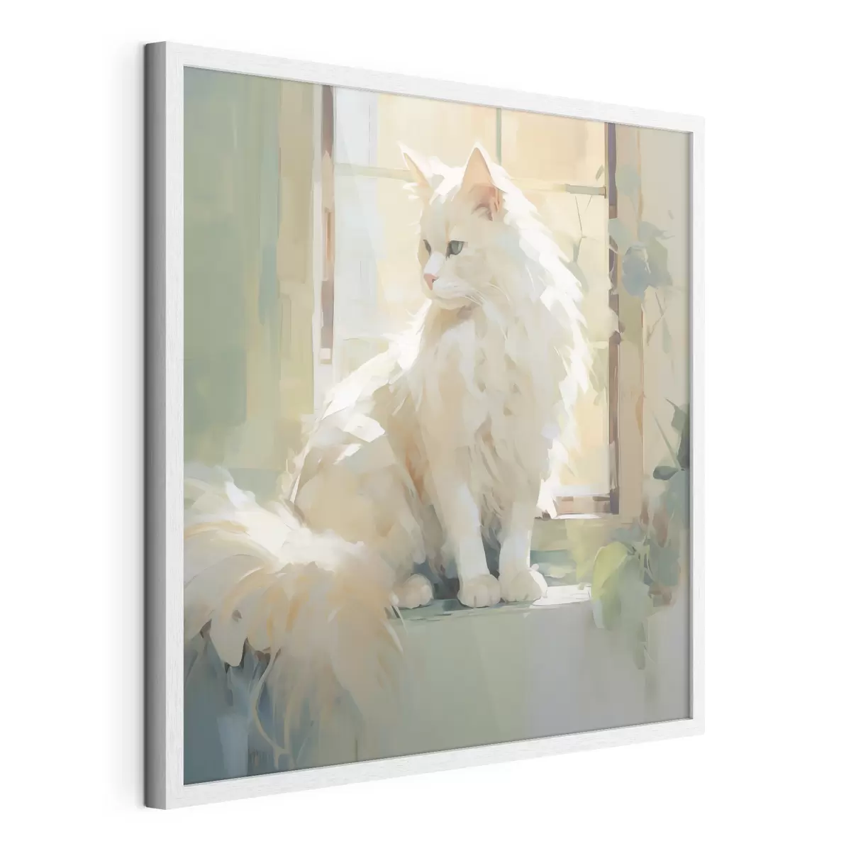 Poster Un gatto seduto vicino a una finestra, imitazione di un dipinto f49603