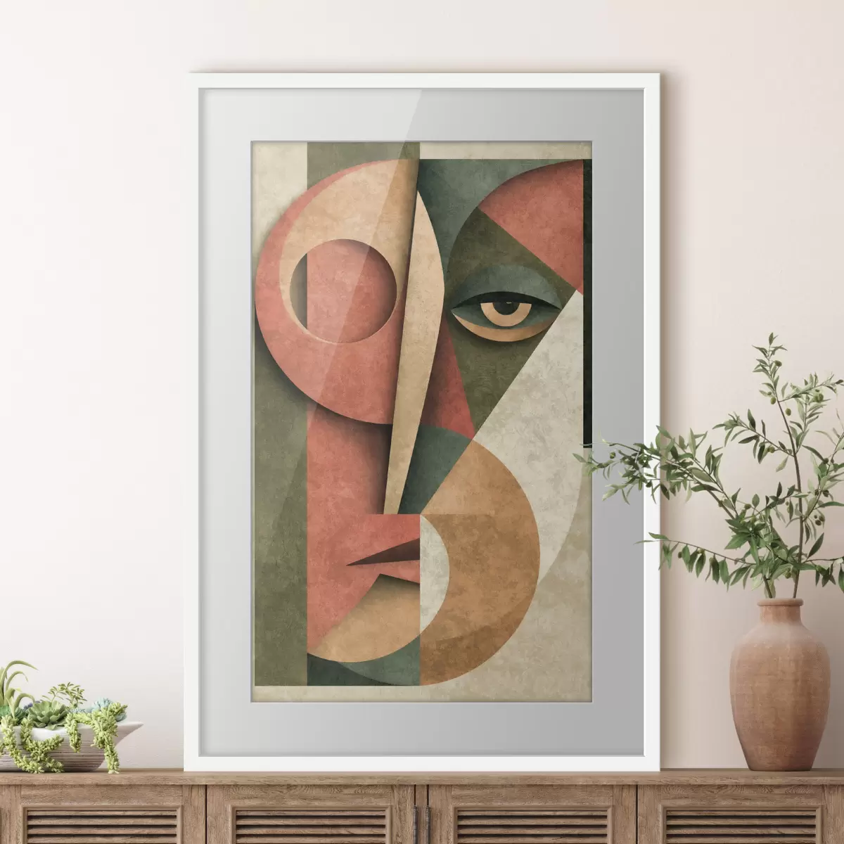 Poster Composizione cubista di un volto f49419