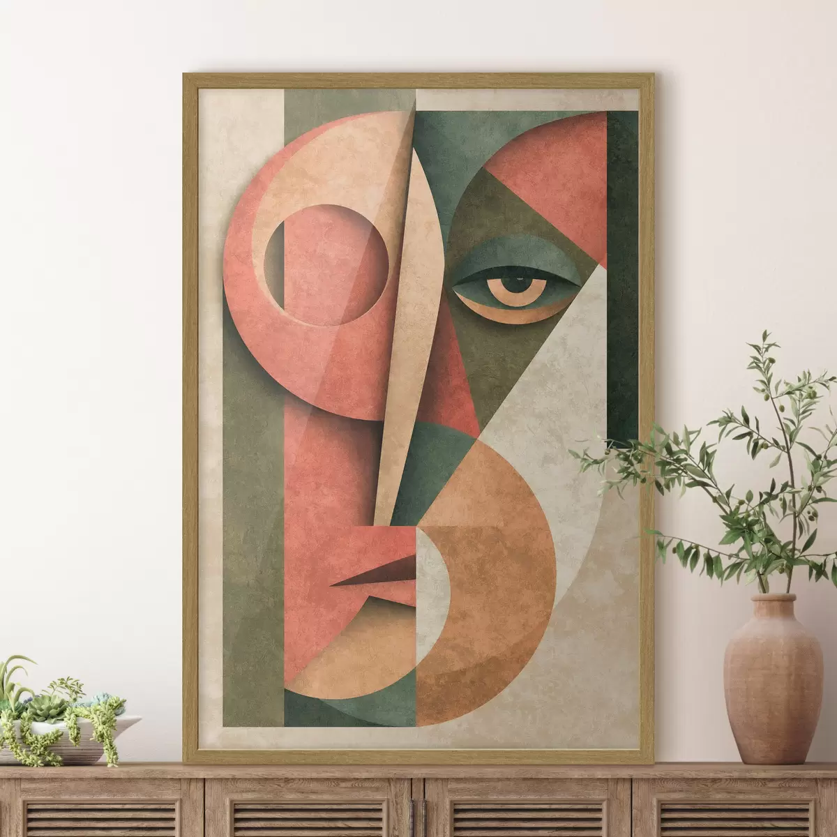 Poster Composizione cubista di un volto f49419
