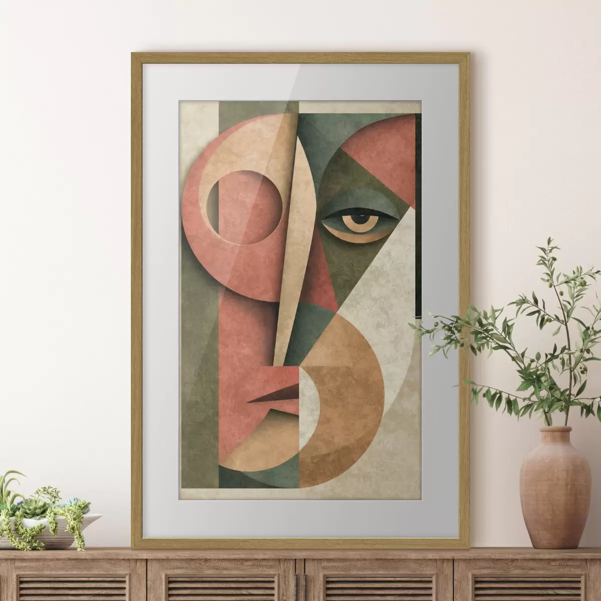 Poster Composizione cubista di un volto f49419
