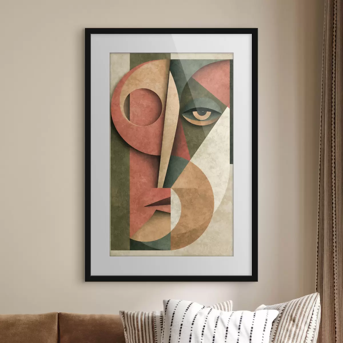 Poster Composizione cubista di un volto f49419
