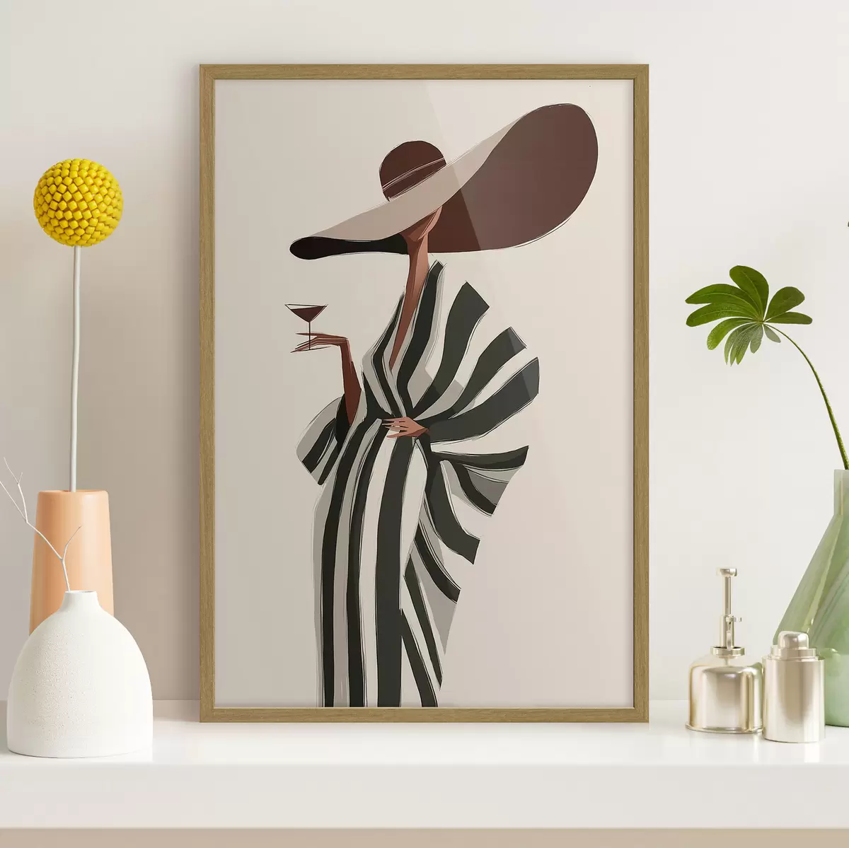 Poster Righe e cappello ampio f49633