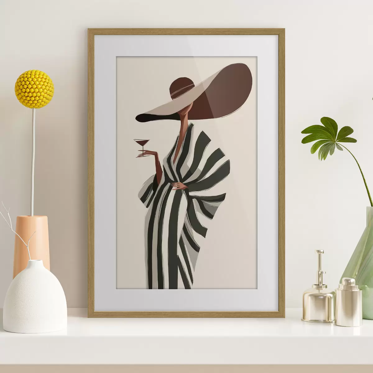 Poster Righe e cappello ampio f49633