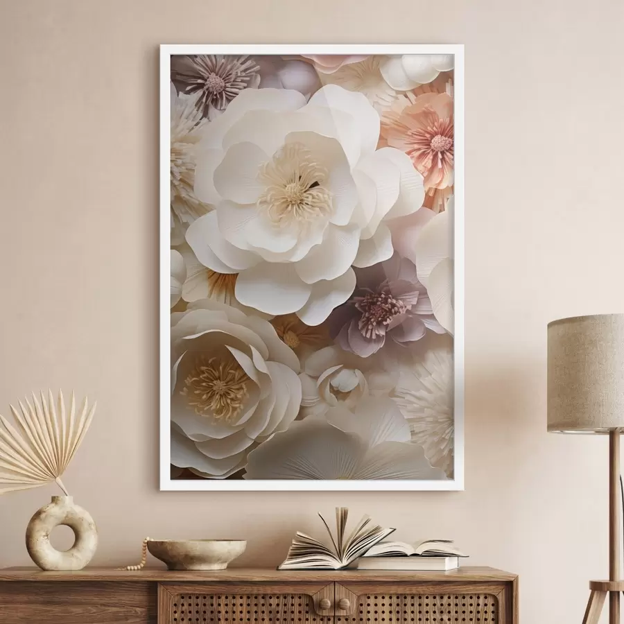 carta da parati Rose volumetriche in crema nr. f49373