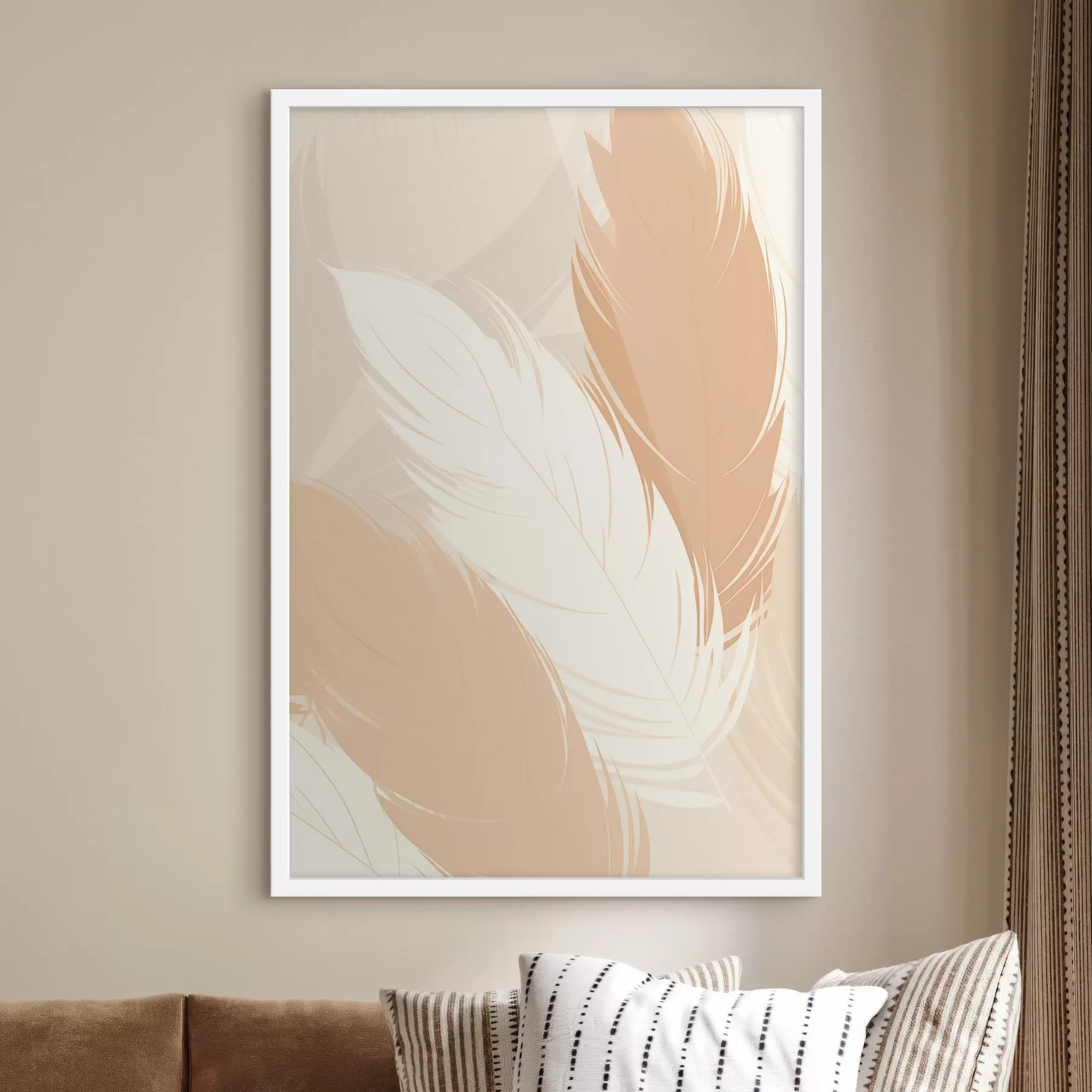 carta da parati Piuma decorativa nei toni del beige nr. f49381