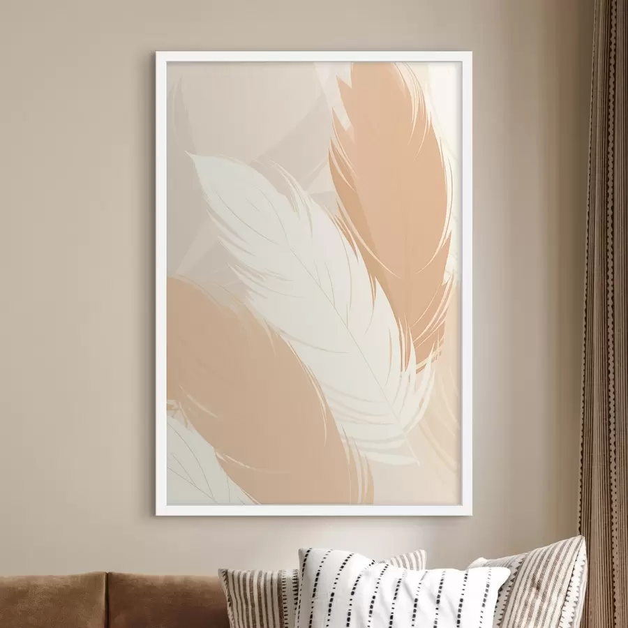 carta da parati Piuma decorativa nei toni del beige nr. f49381