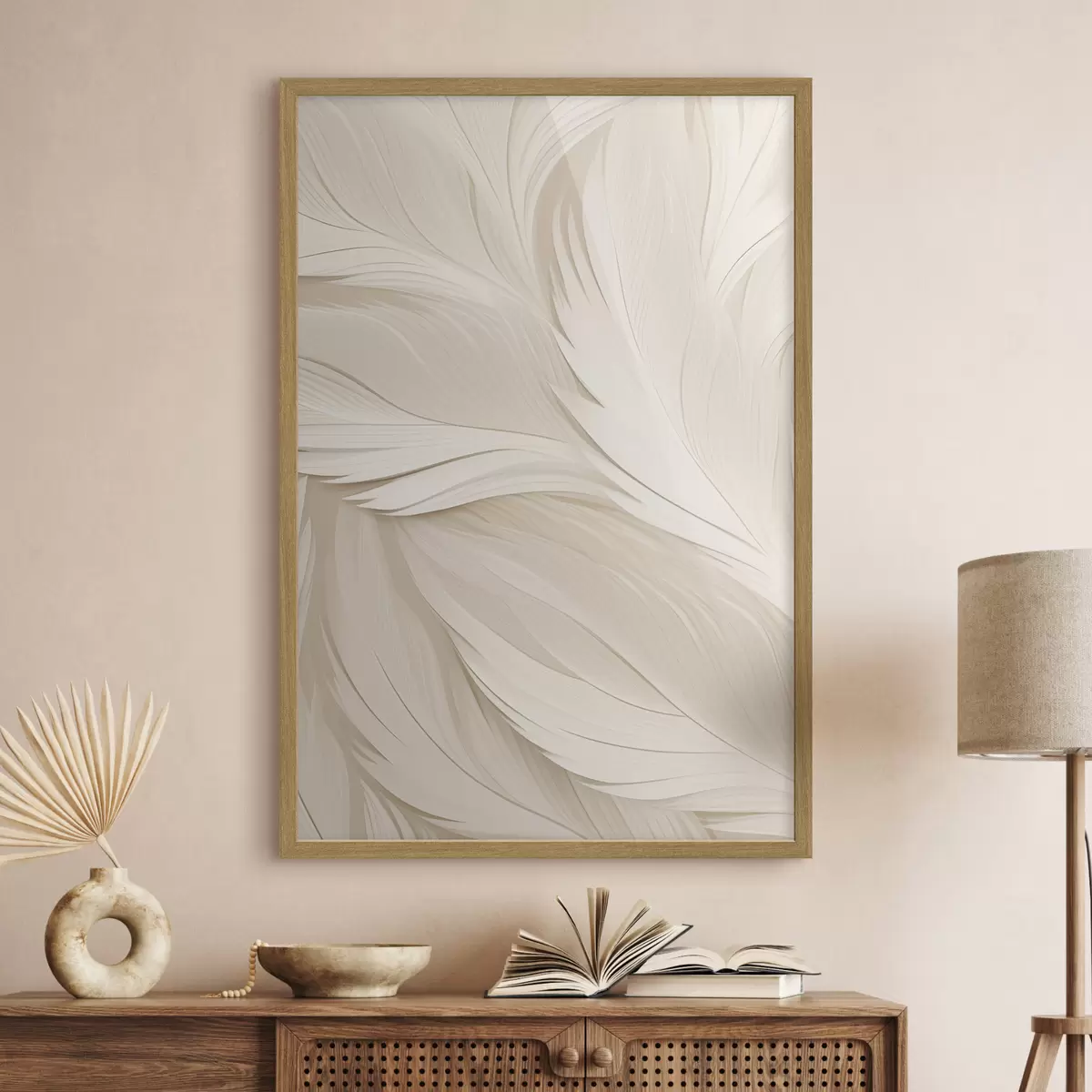 Poster Astrazione volumetrica – Linee beige f49383