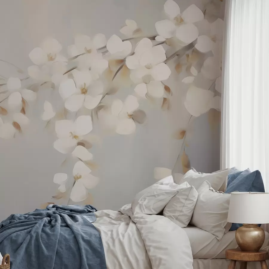 carta da parati Ramo astratto con fiori, imitazione di un dipinto nr. w05665