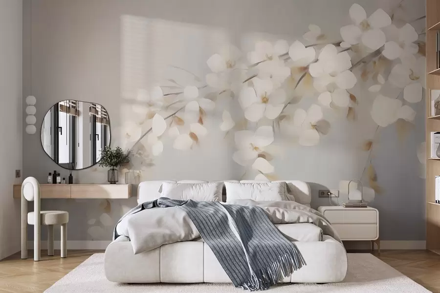 carta da parati Ramo astratto con fiori, imitazione di un dipinto nr. w05665