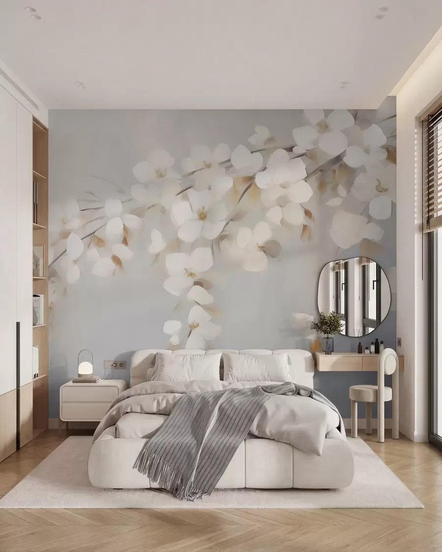 carta da parati Ramo astratto con fiori, imitazione di un dipinto nr. w05665