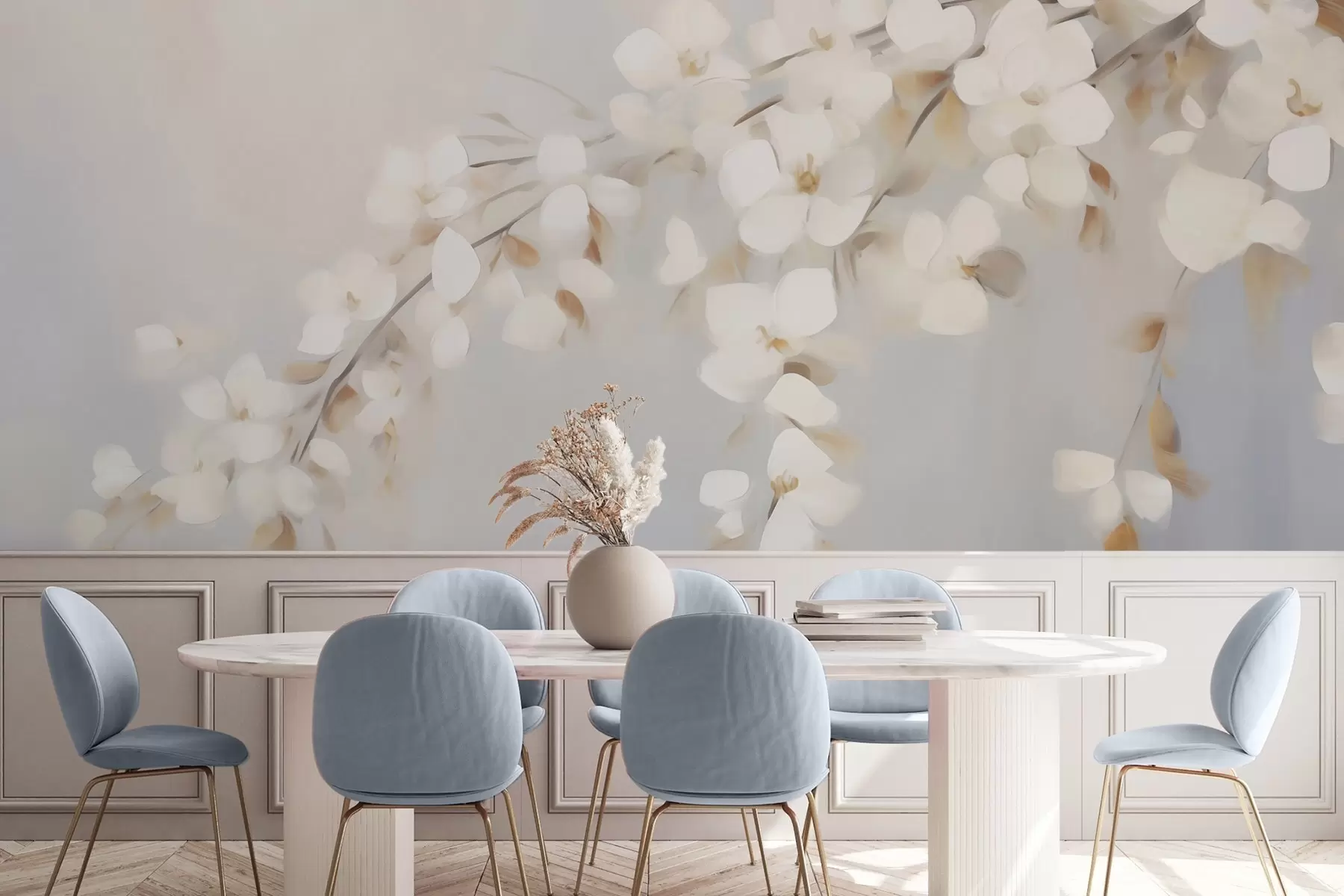 carta da parati Ramo astratto con fiori, imitazione di un dipinto nr. w05665