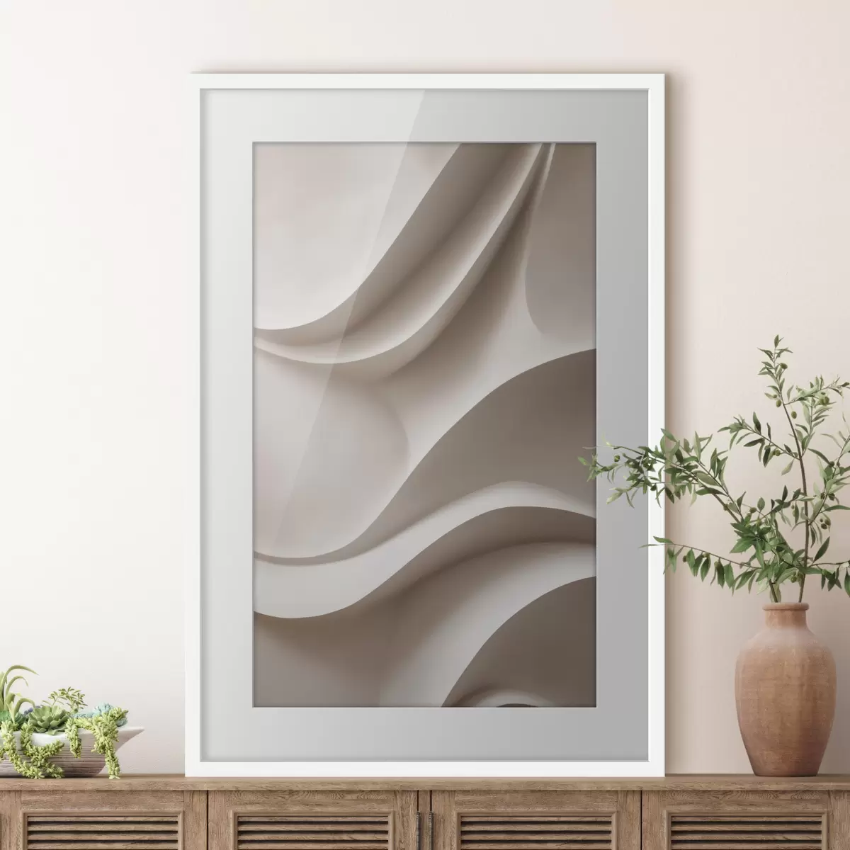 Poster Pieghe morbide e astratte nei toni del beige chiaro f49677