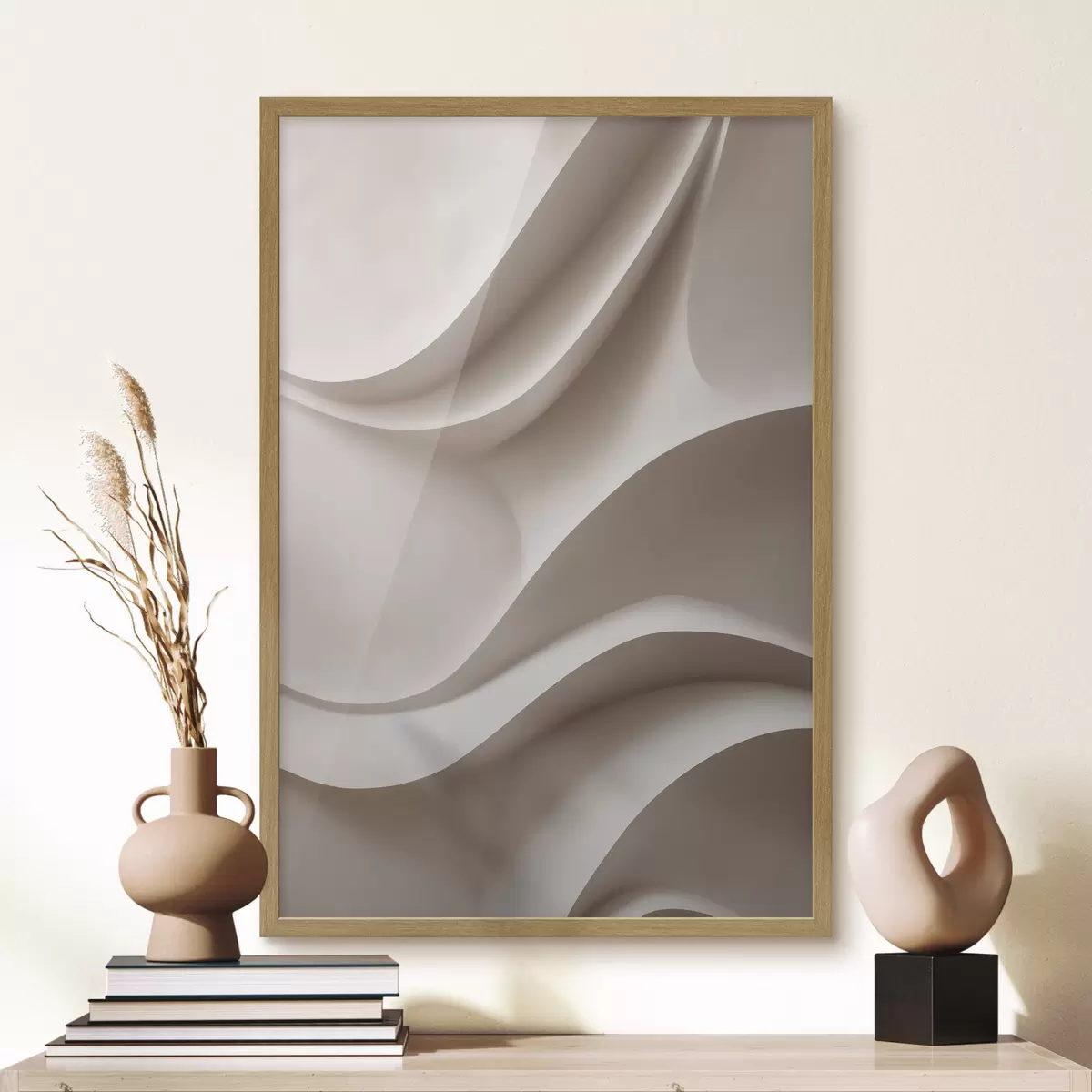 Poster Pieghe morbide e astratte nei toni del beige chiaro f49677