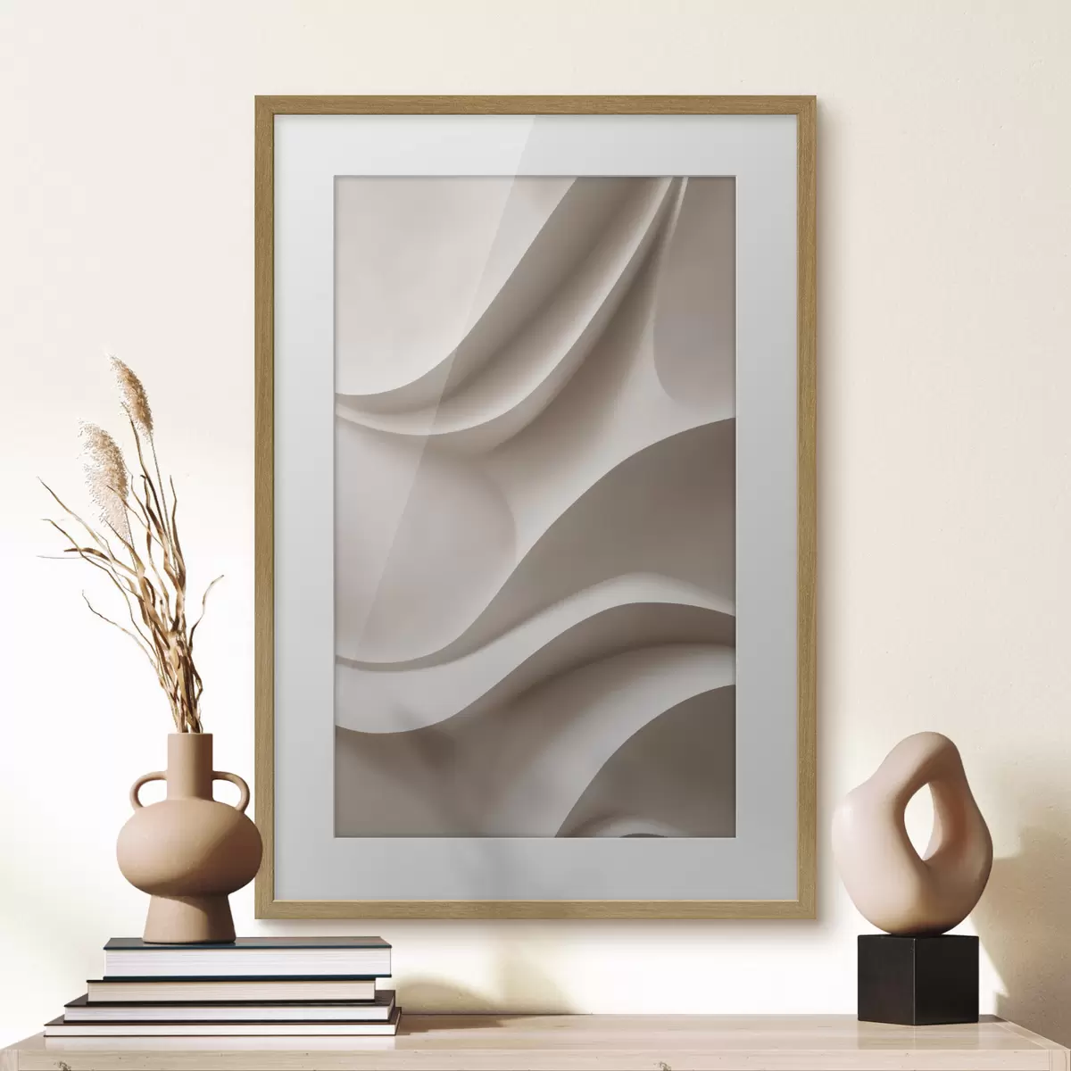 Poster Pieghe morbide e astratte nei toni del beige chiaro f49677