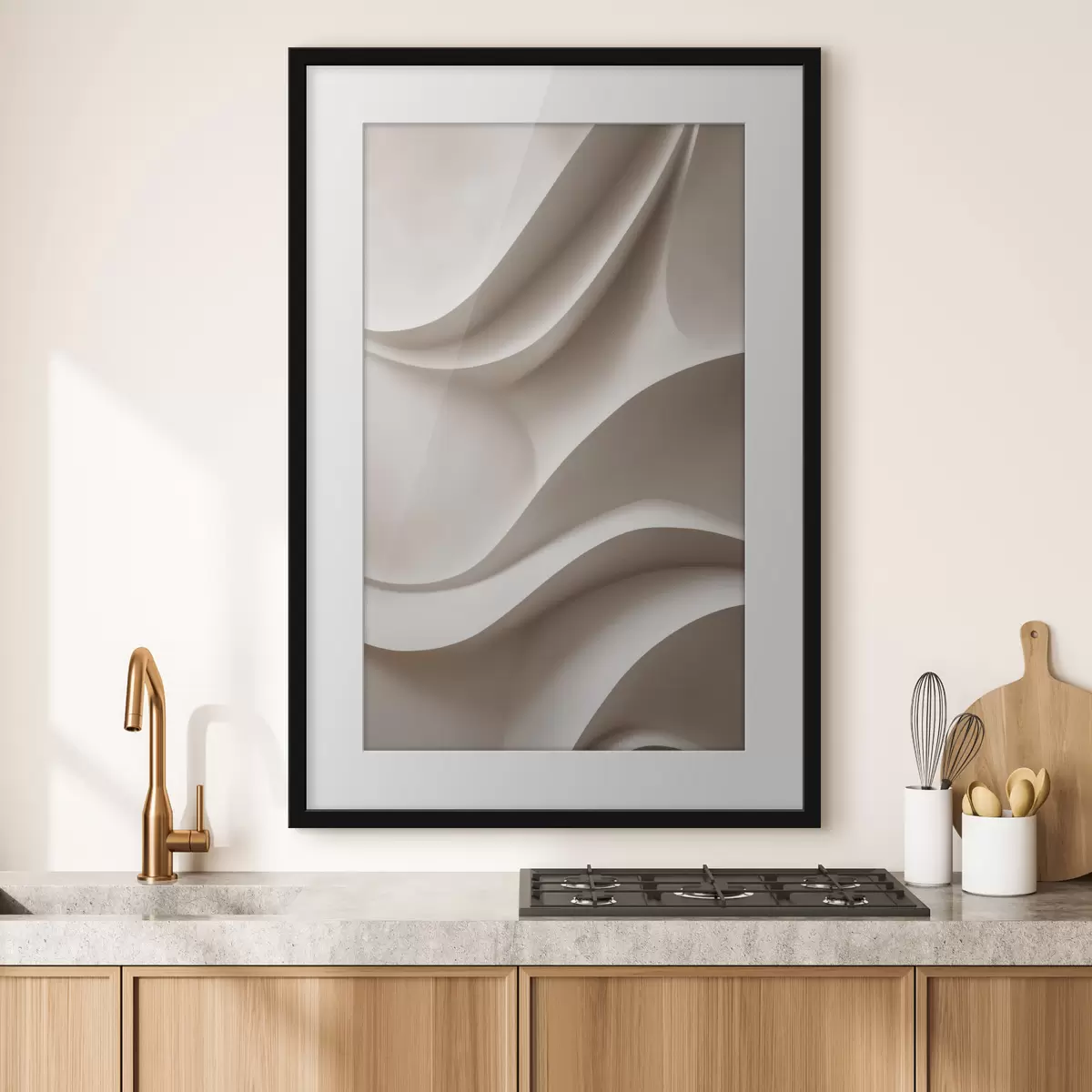 Poster Pieghe morbide e astratte nei toni del beige chiaro f49677