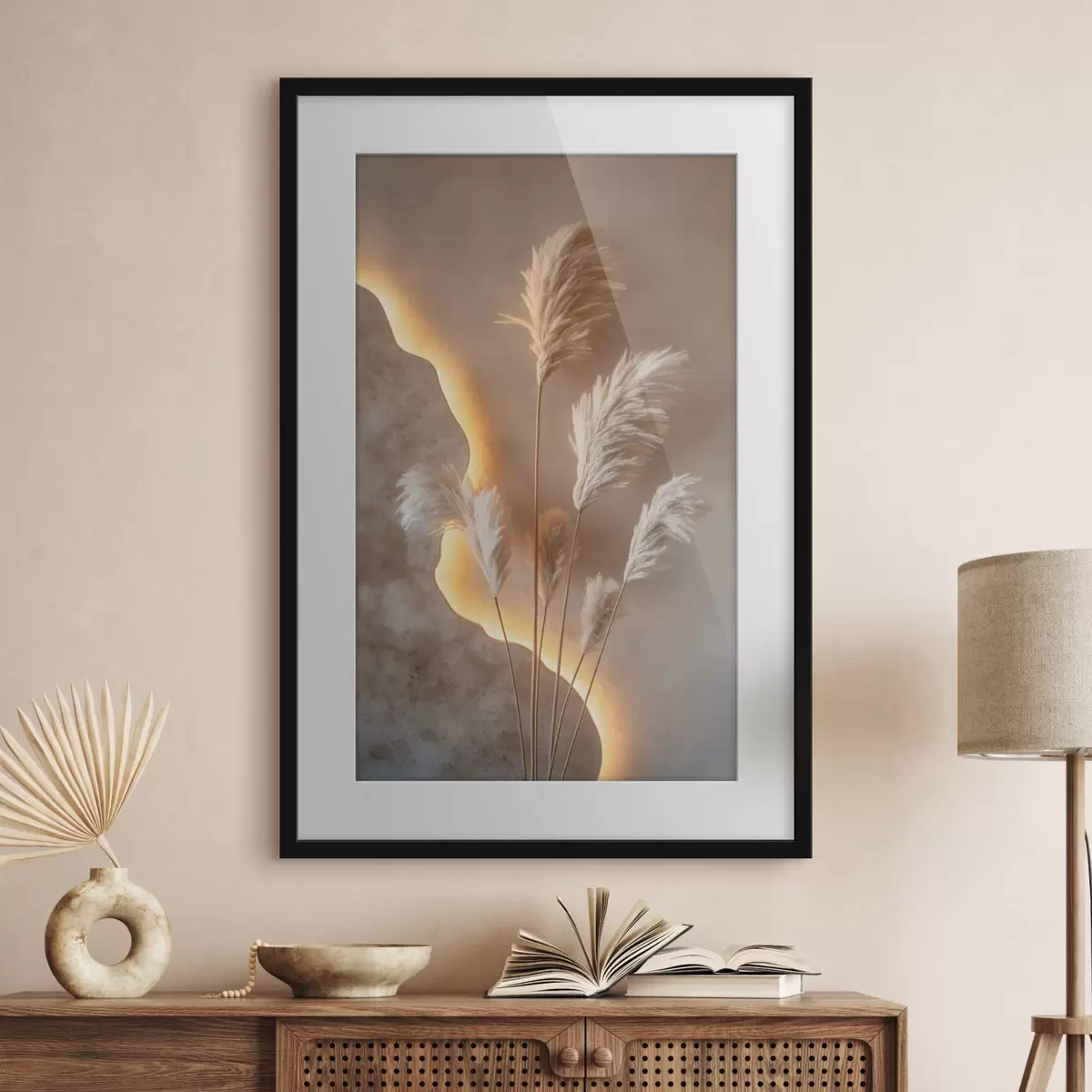 Poster Steli leggeri e vaporosi su uno sfondo caldo in controluce f49678