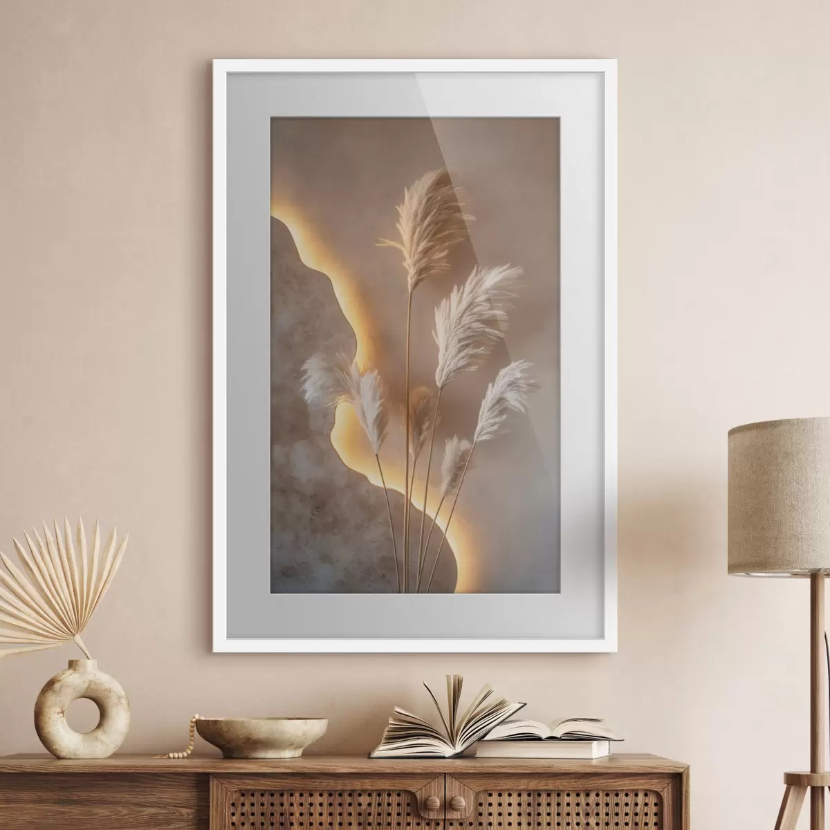 Poster Steli leggeri e vaporosi su uno sfondo caldo in controluce f49678