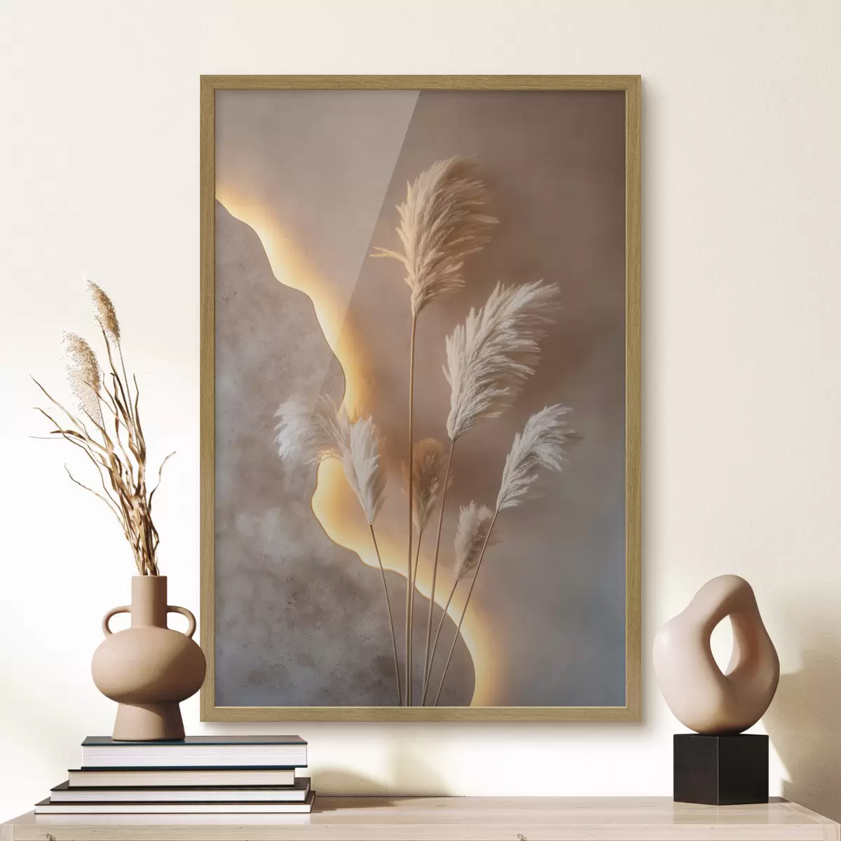 Poster Steli leggeri e vaporosi su uno sfondo caldo in controluce f49678