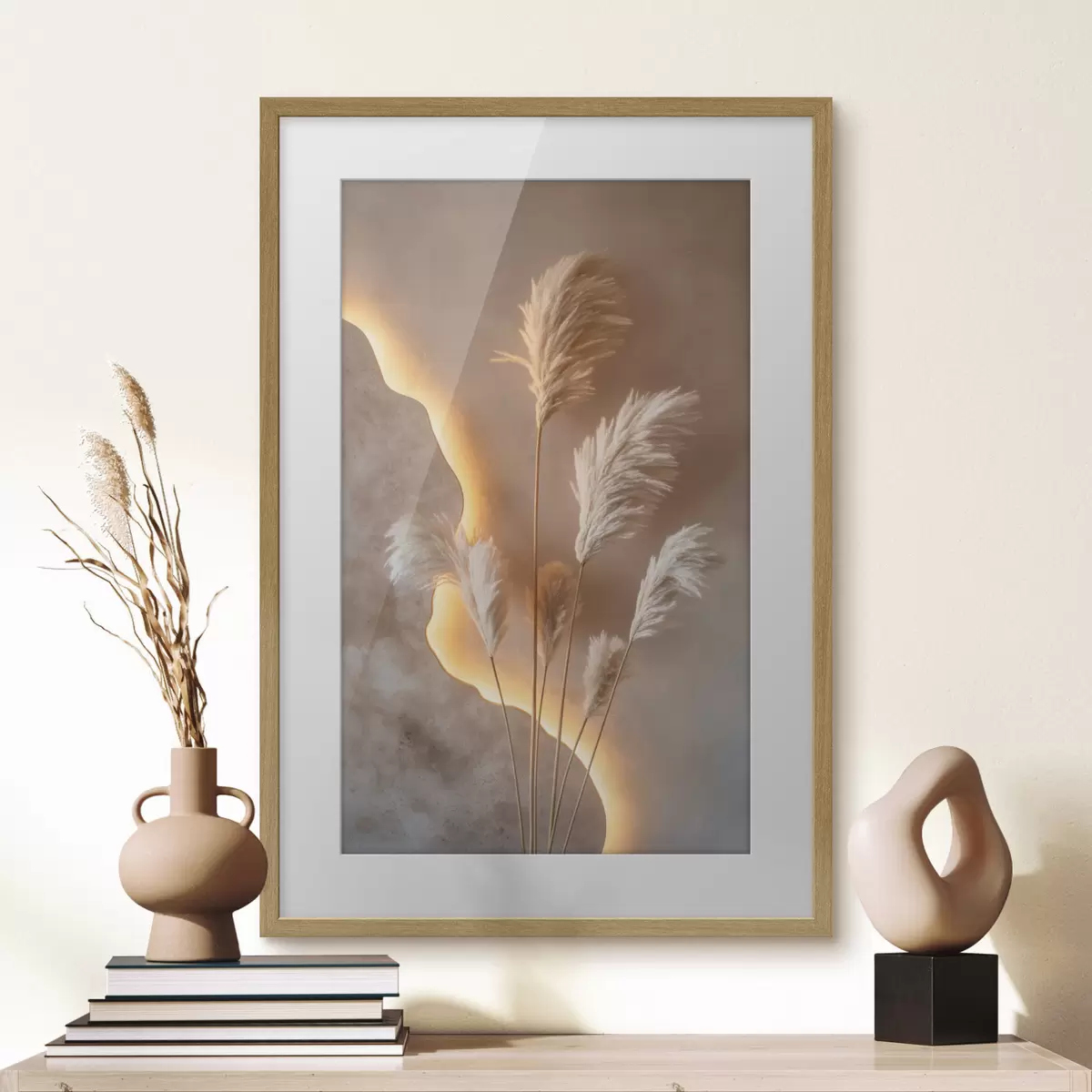 Poster Steli leggeri e vaporosi su uno sfondo caldo in controluce f49678