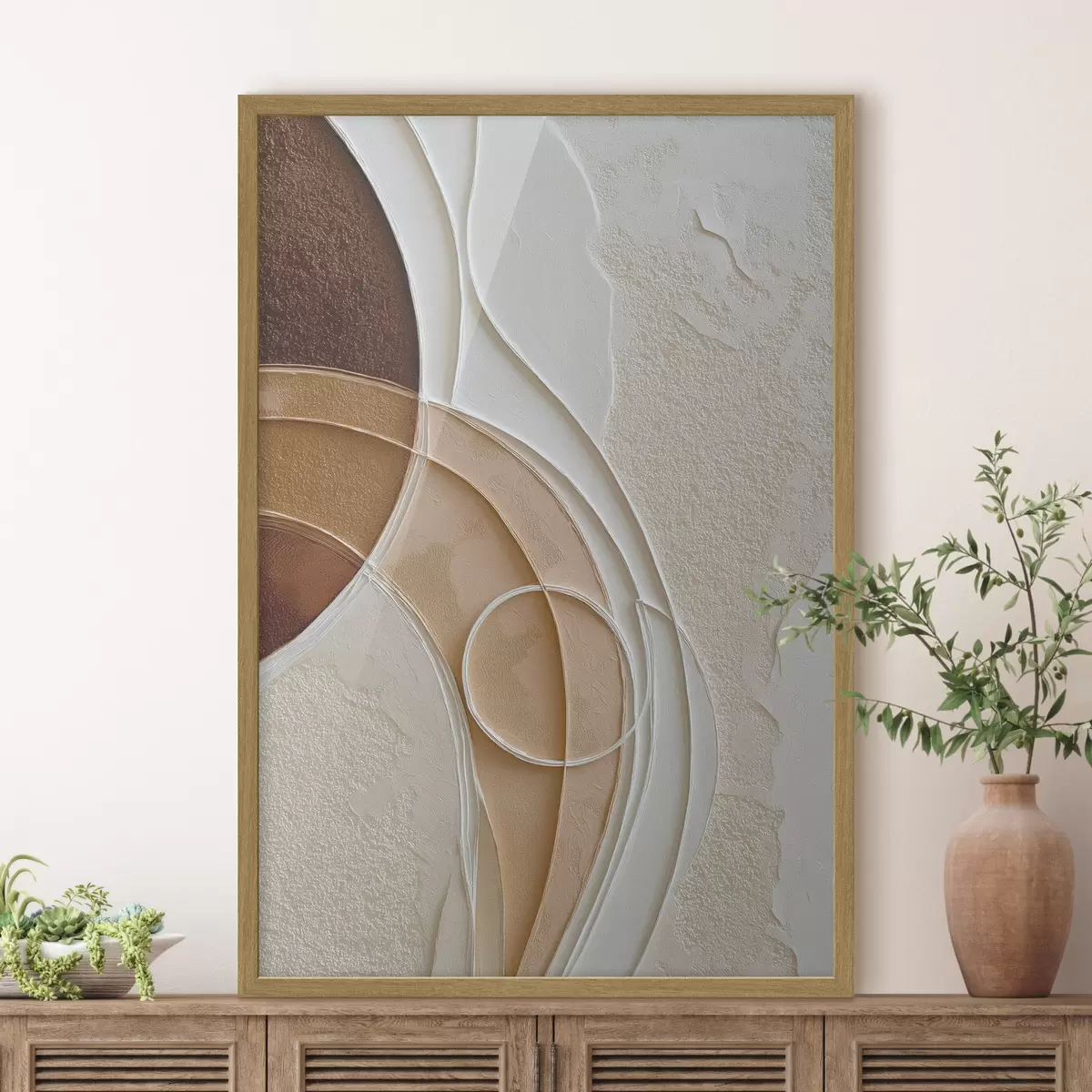 Poster Composizione astratta con archi e cerchi sinuosi f49679