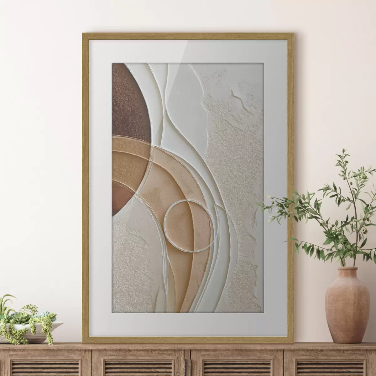Poster Composizione astratta con archi e cerchi sinuosi f49679