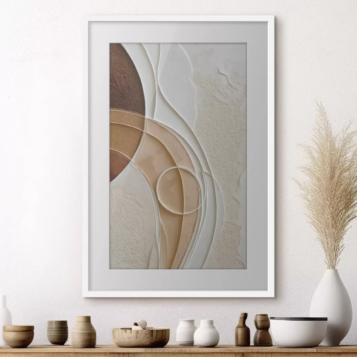 Poster Composizione astratta con archi e cerchi sinuosi f49679