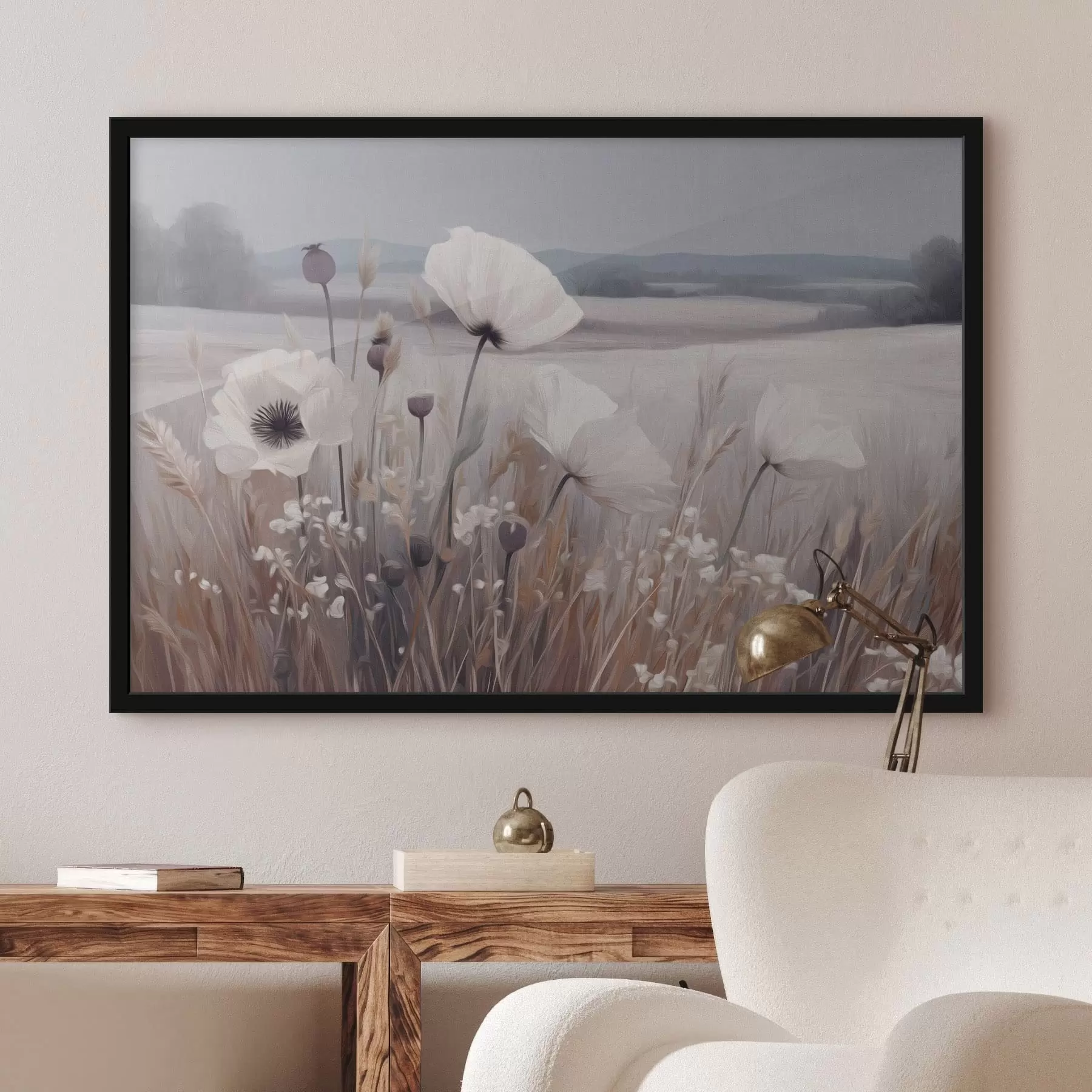 carta da parati Fiori di campo dai colori tenui in un paesaggio tranquillo nr. f49680