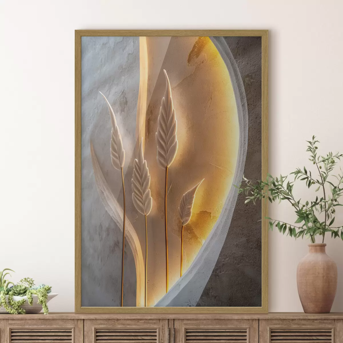 Poster Foglie decorative con una calda illuminazione posteriore f49681