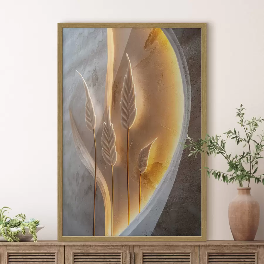 carta da parati Foglie decorative con una calda illuminazione posteriore nr. f49681