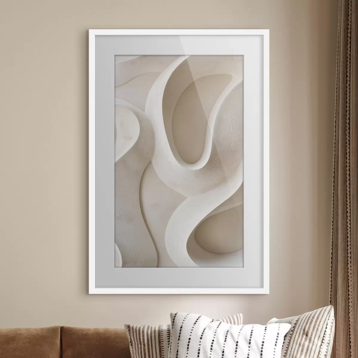 Poster Forme astratte e fluide nei toni del beige chiaro f49683