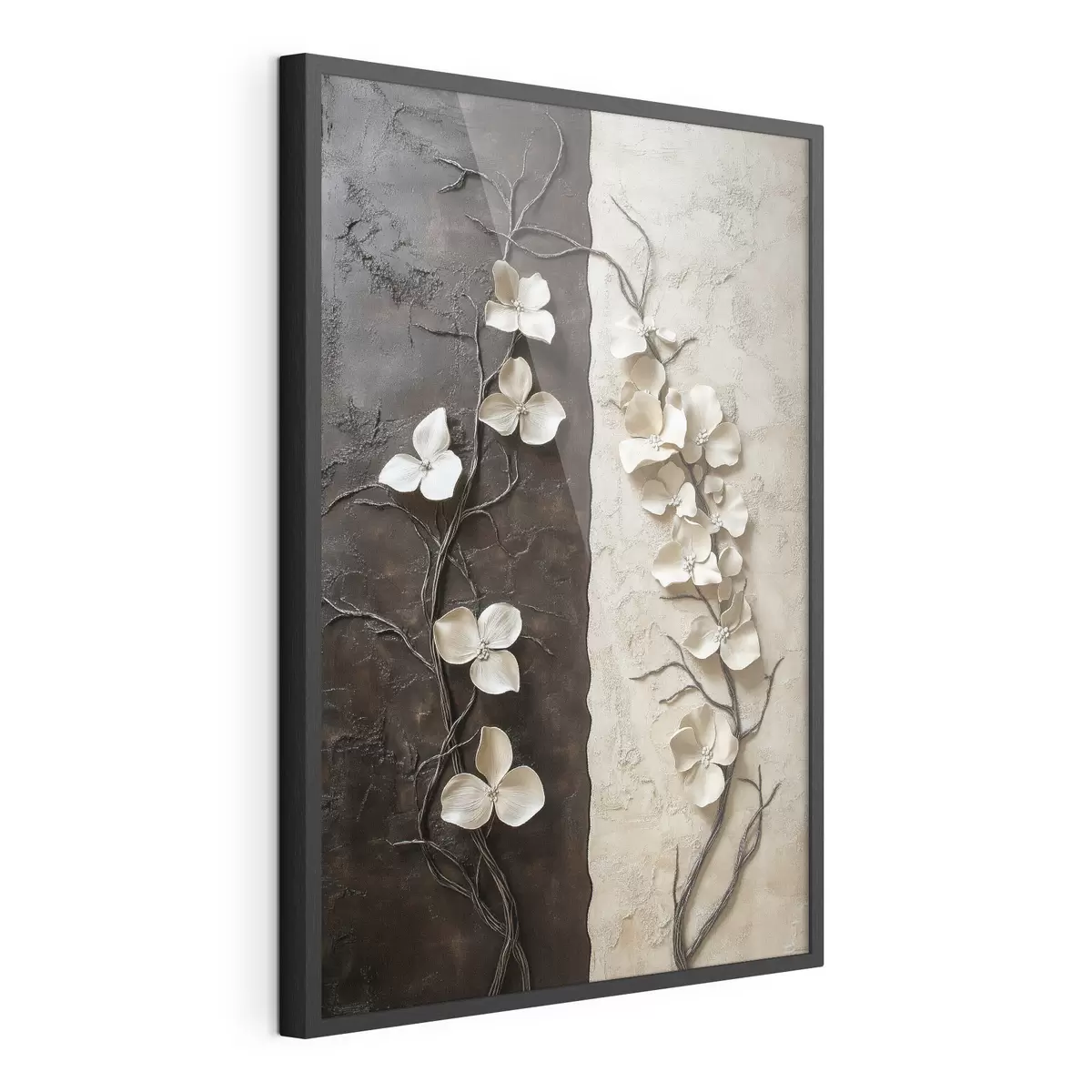 Poster Fiori in rilievo su uno sfondo con texture a contrasto f49688