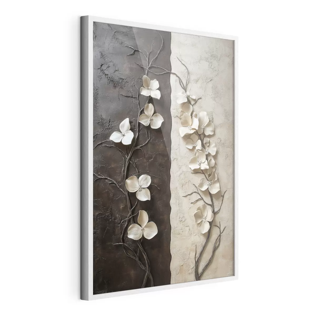 Poster Fiori in rilievo su uno sfondo con texture a contrasto f49688