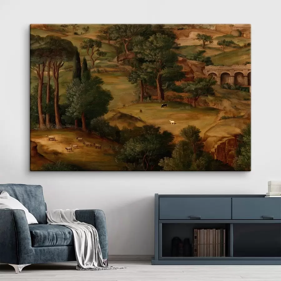 carta da parati Paesaggio rurale con alberi e rovine antiche nr. s49675
