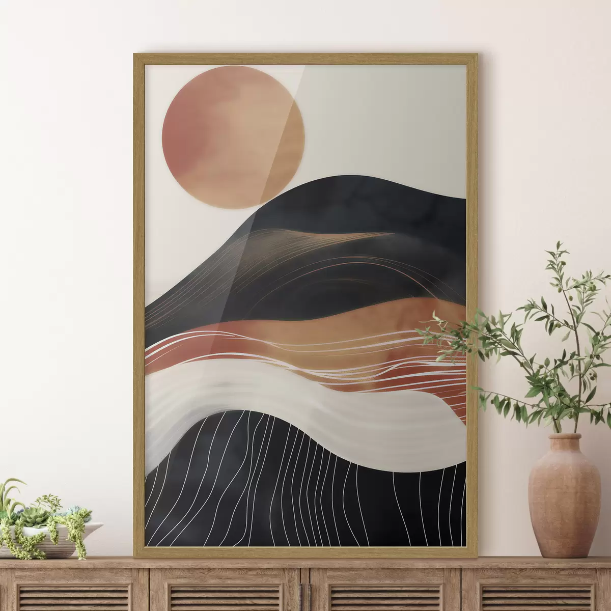 Poster Paesaggio astratto con il sole f49741
