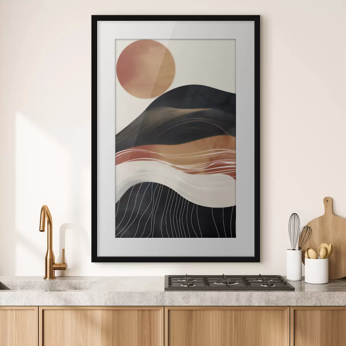 Poster Paesaggio astratto con il sole f49741