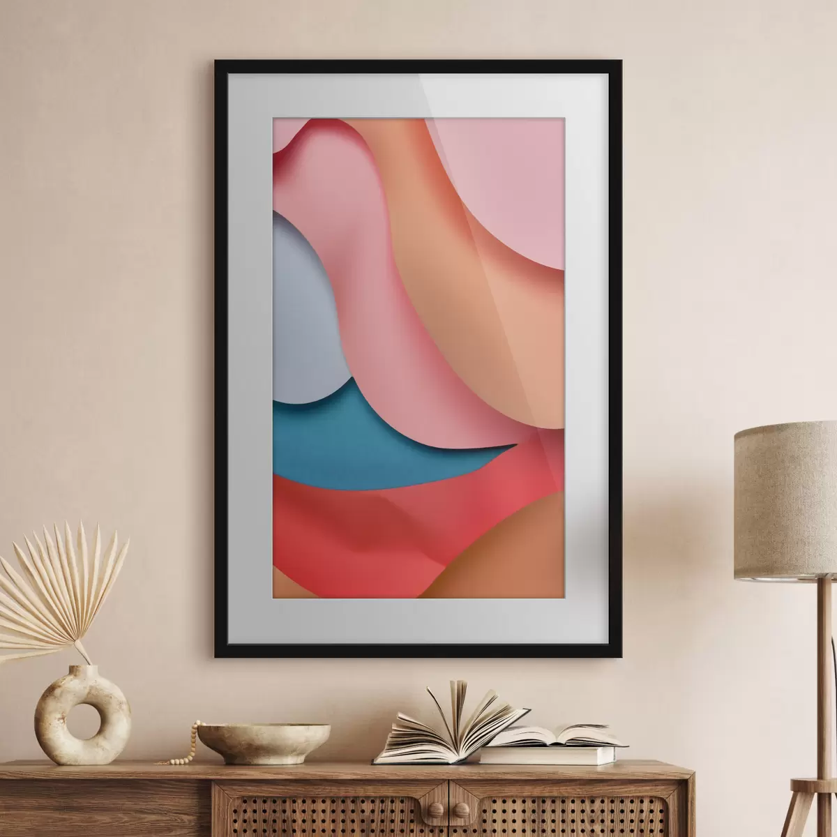 Poster Astrazione volumetrica nelle tonalità dei coralli f49743
