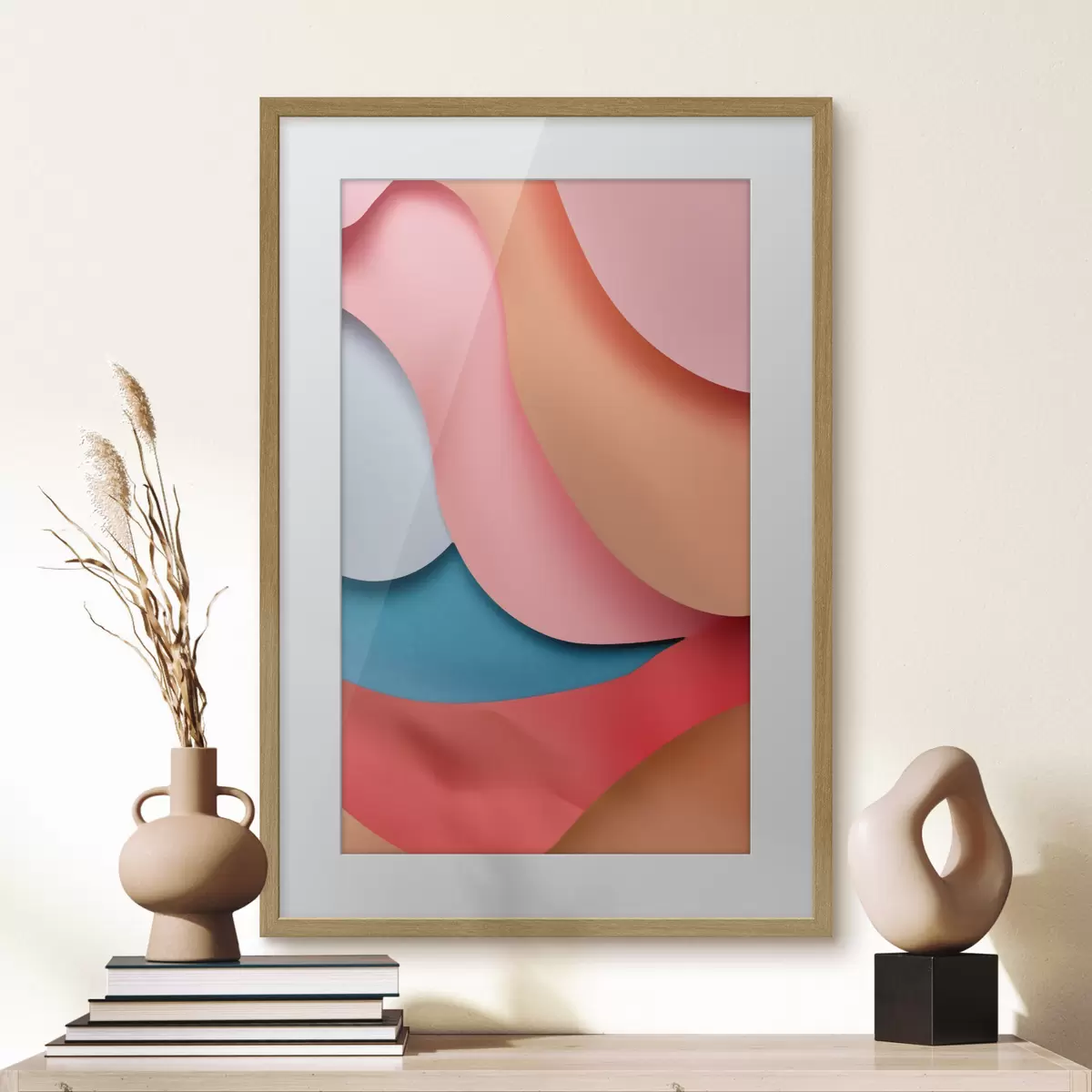 Poster Astrazione volumetrica nelle tonalità dei coralli f49743