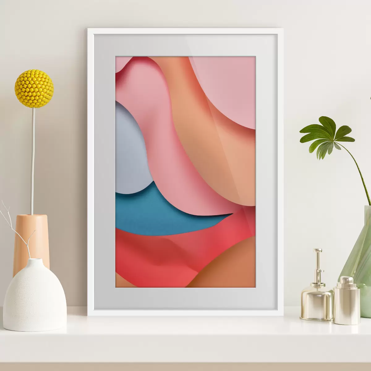 Poster Astrazione volumetrica nelle tonalità dei coralli f49743