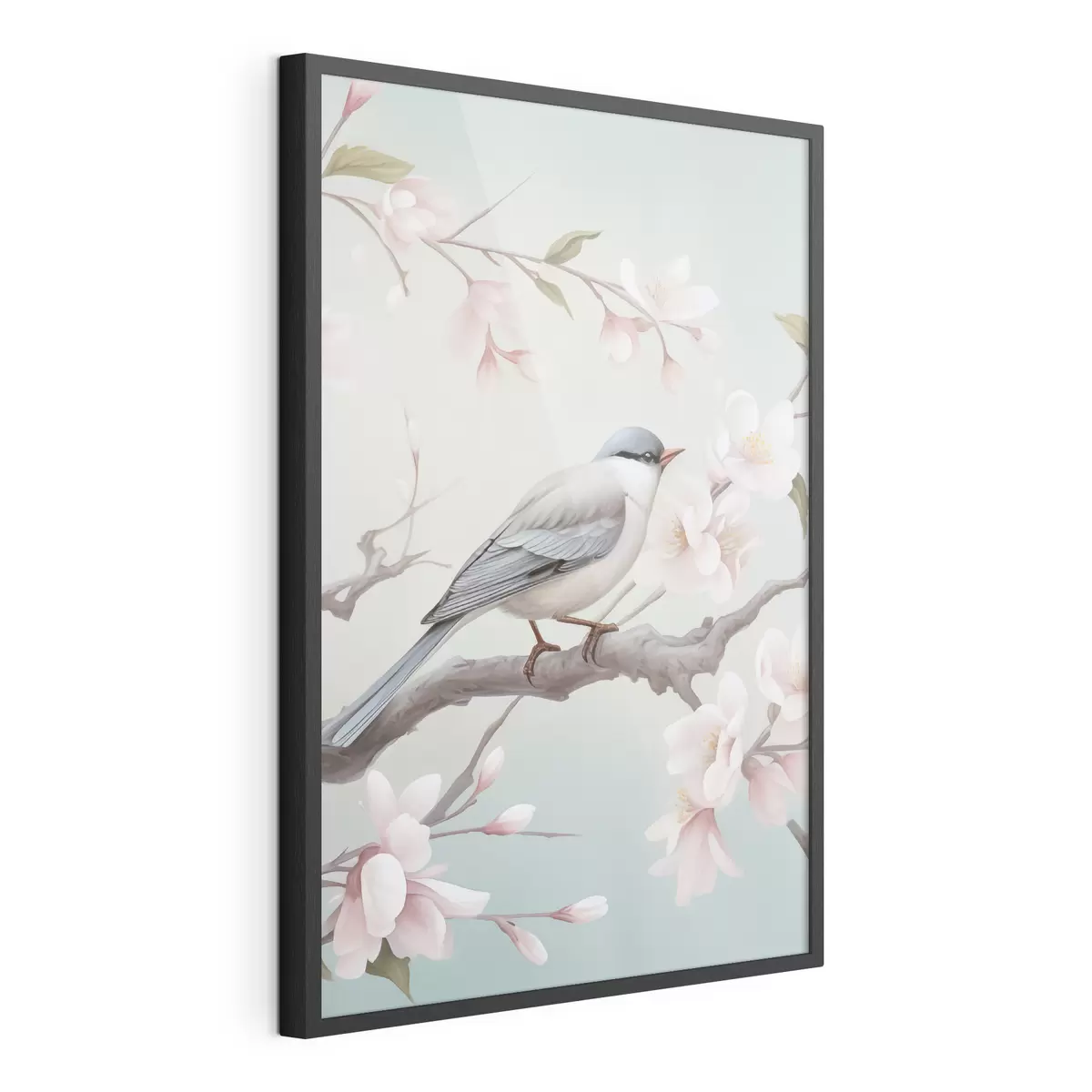 Poster Un uccello su un ramo in fiore f49550