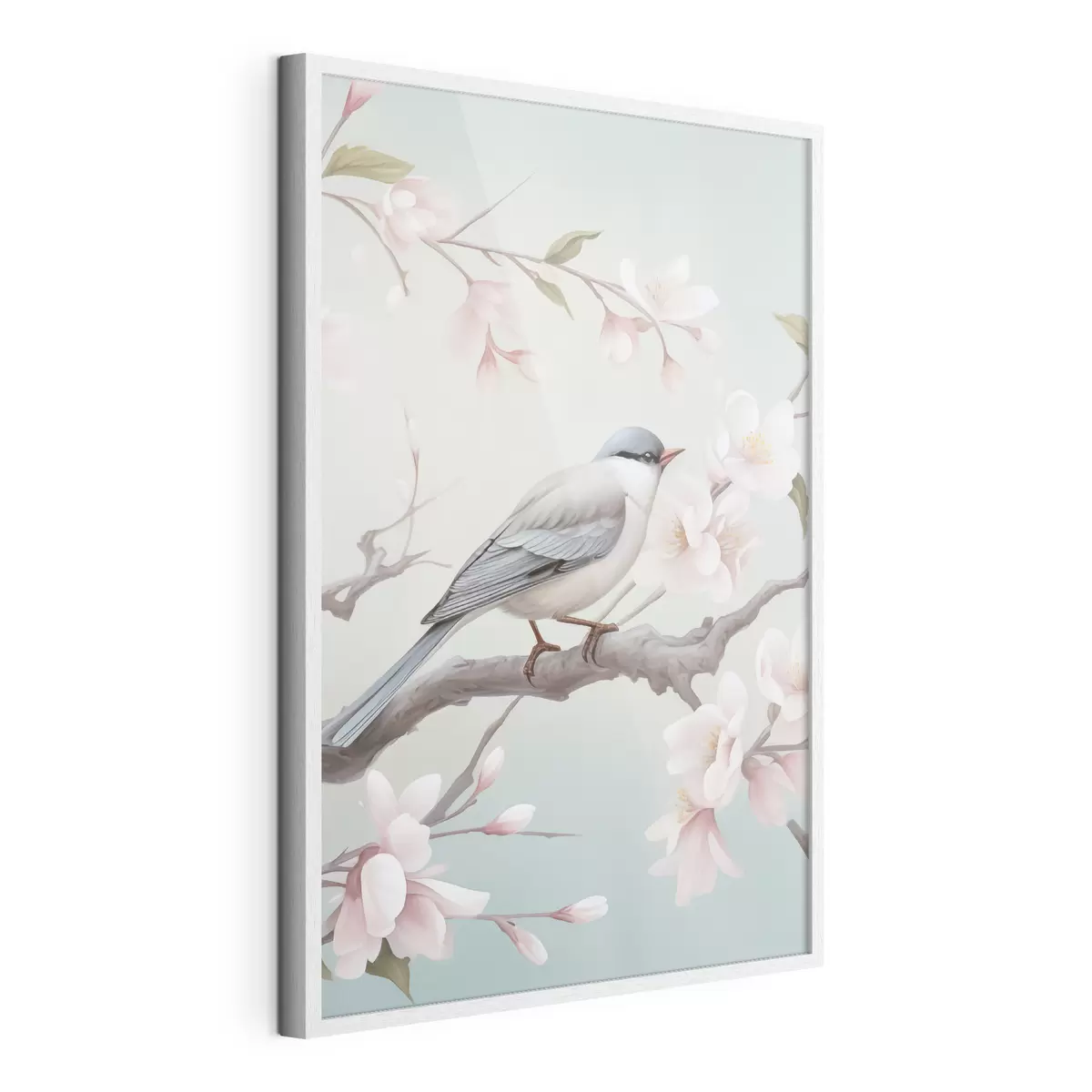 Poster Un uccello su un ramo in fiore f49550