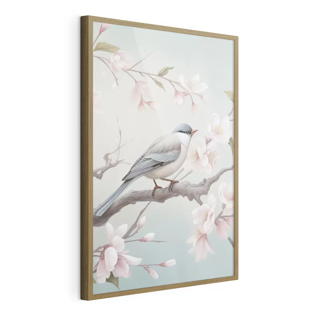 Poster Un uccello su un ramo in fiore f49550