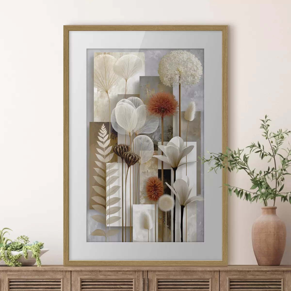 Poster Fiori tra le strisce f49705