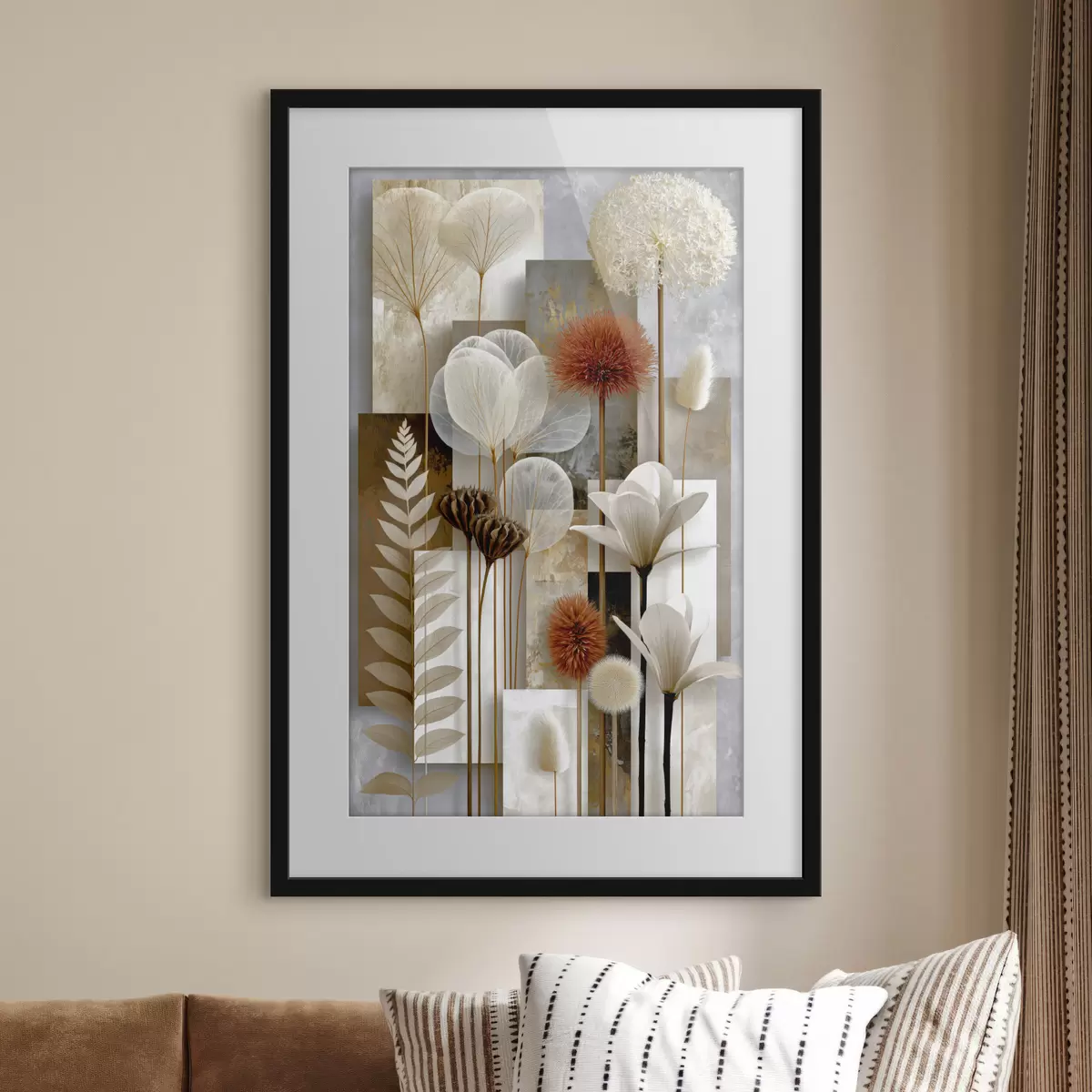 Poster Fiori tra le strisce f49705