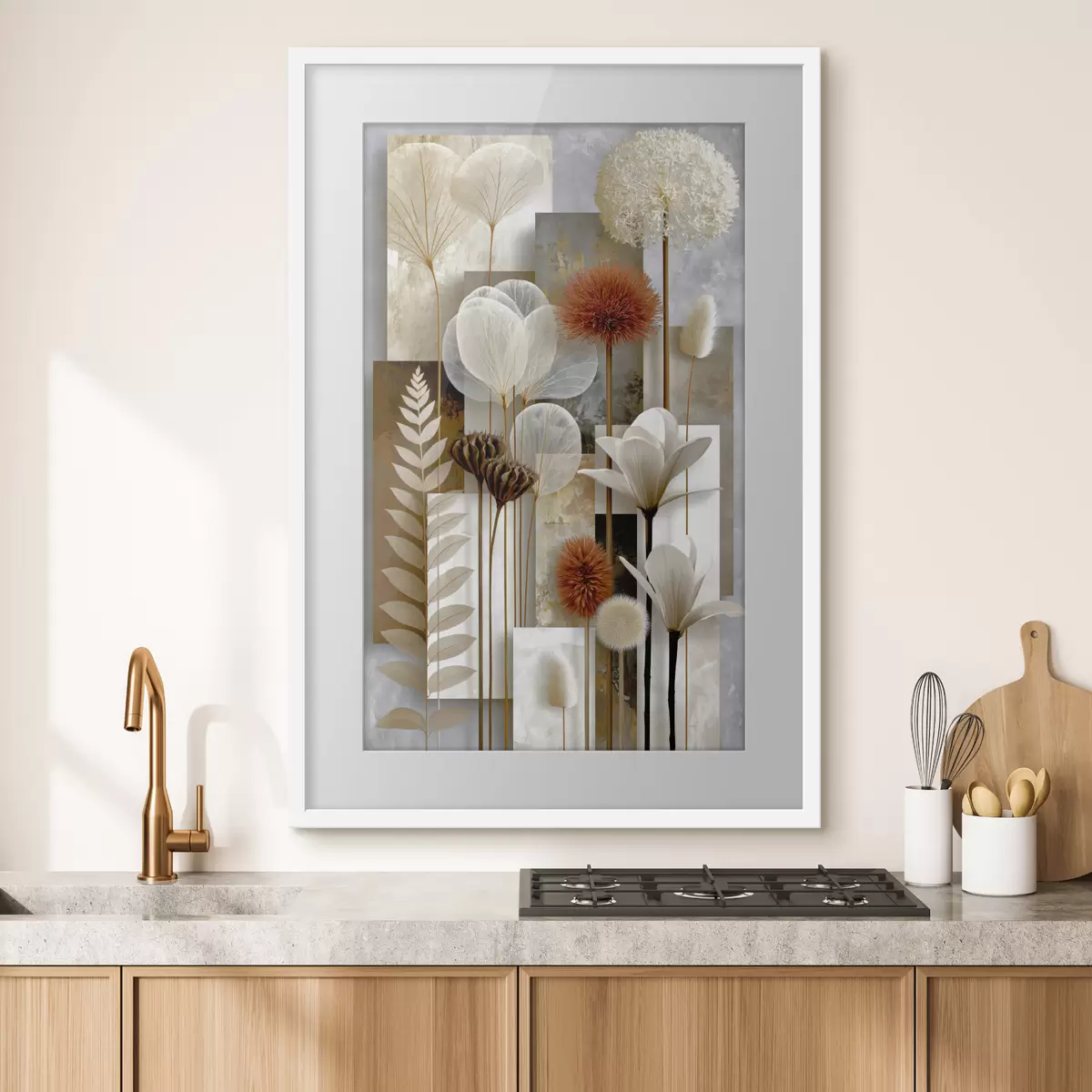 Poster Fiori tra le strisce f49705