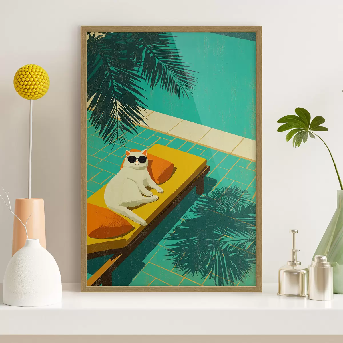 Poster Gatto a bordo piscina f49834