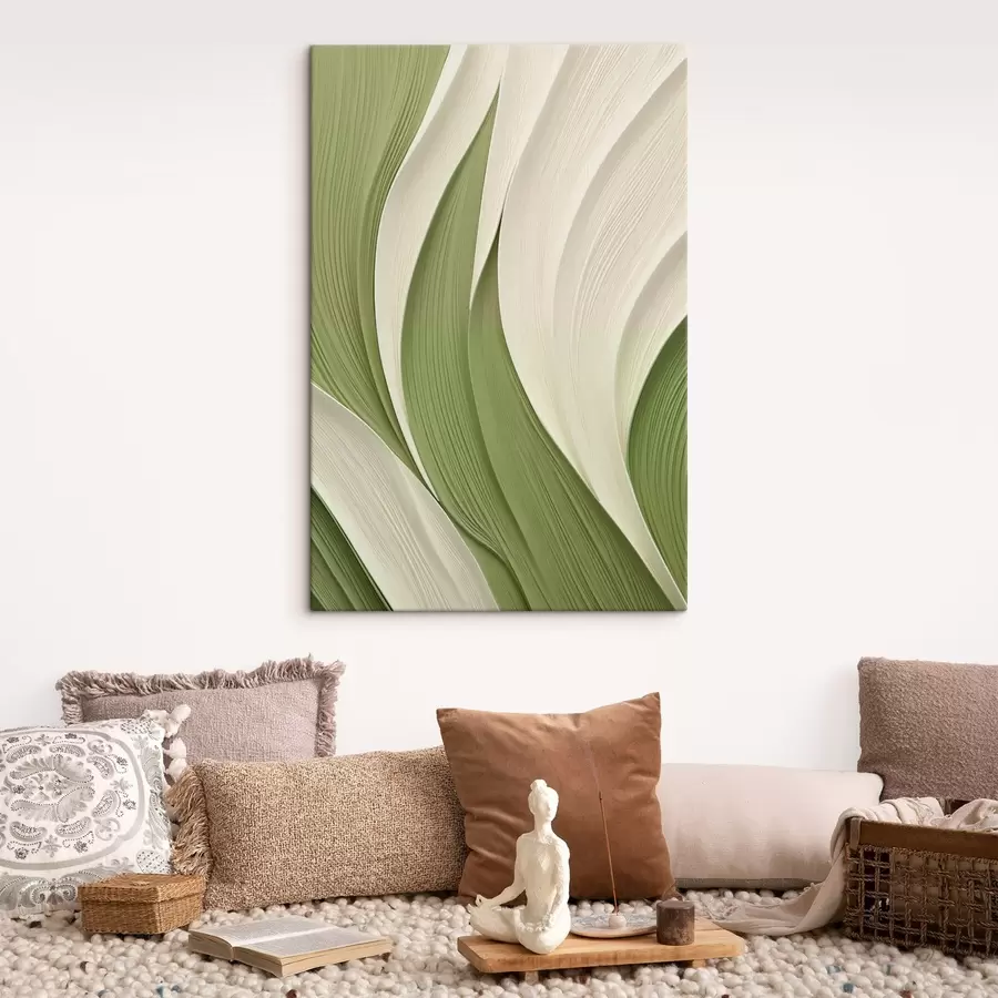 carta da parati Texture astratta dai colori verde e crema che scorrono nr. s49772